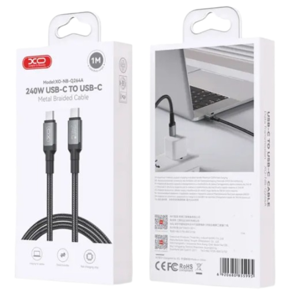 Кабель XO PD Type-C to Type-C NB-Q264A 240W/1m Black